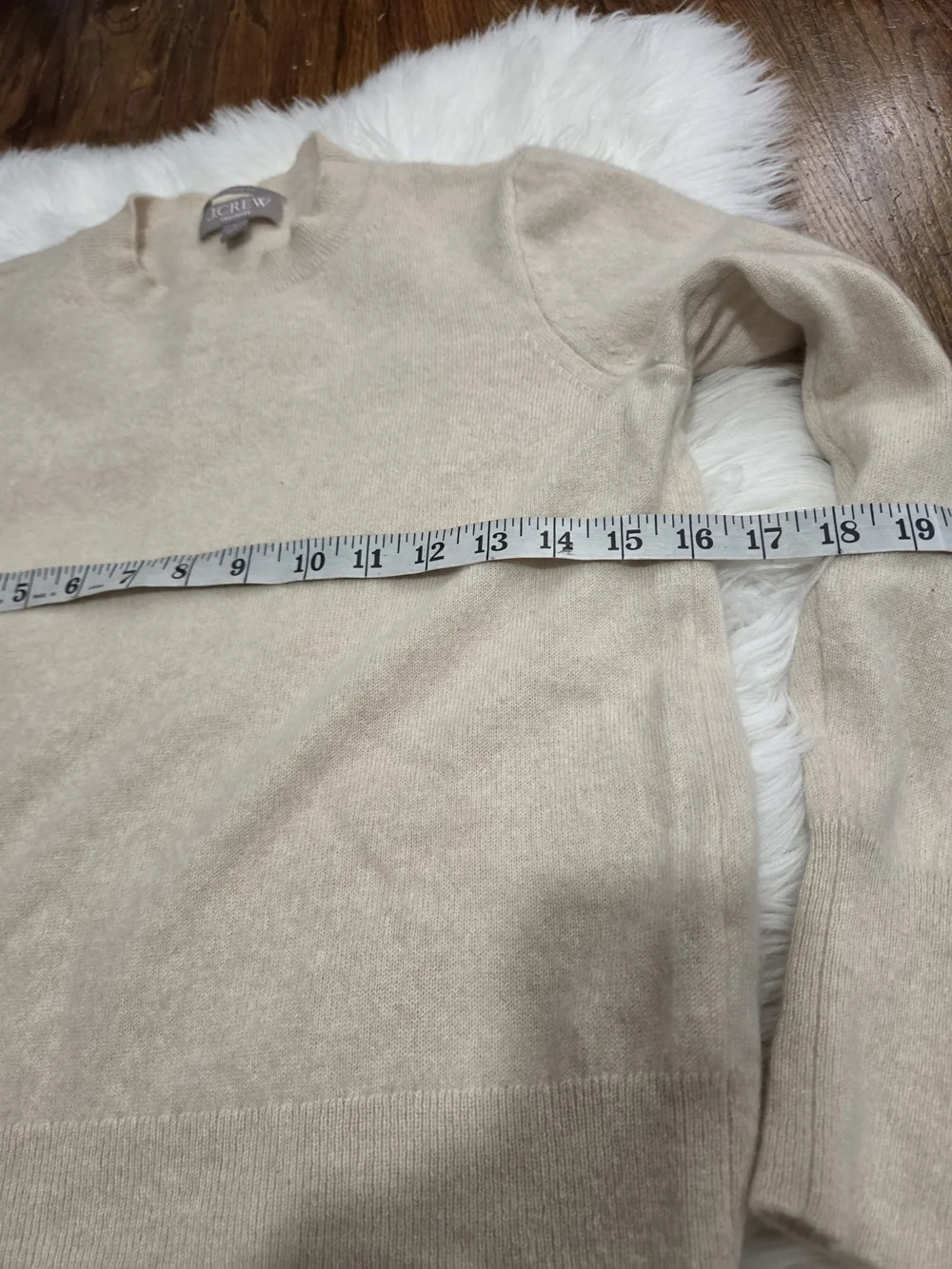 J. Crew Women's Cream Cashmere Blend Crewneck Sweater